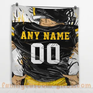 Custom Premium Quilt Blanket Pittsburgh Jersey American Football Personalized Quilt Gifts for Her & Him