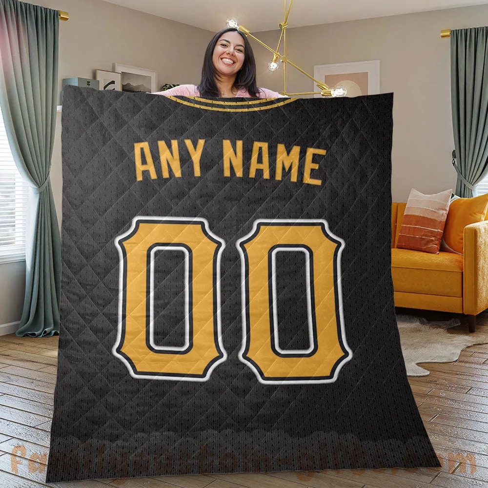 Custom Premium Quilt Blanket Pittsburgh Jersey Baseball Personalized Quilt Gifts for Her & Him