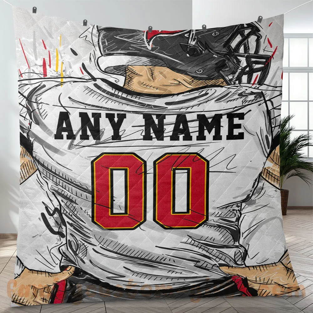 Custom Premium Quilt Blanket Tampa Bay Jersey American Football Personalized Quilt Gifts for Her & Him