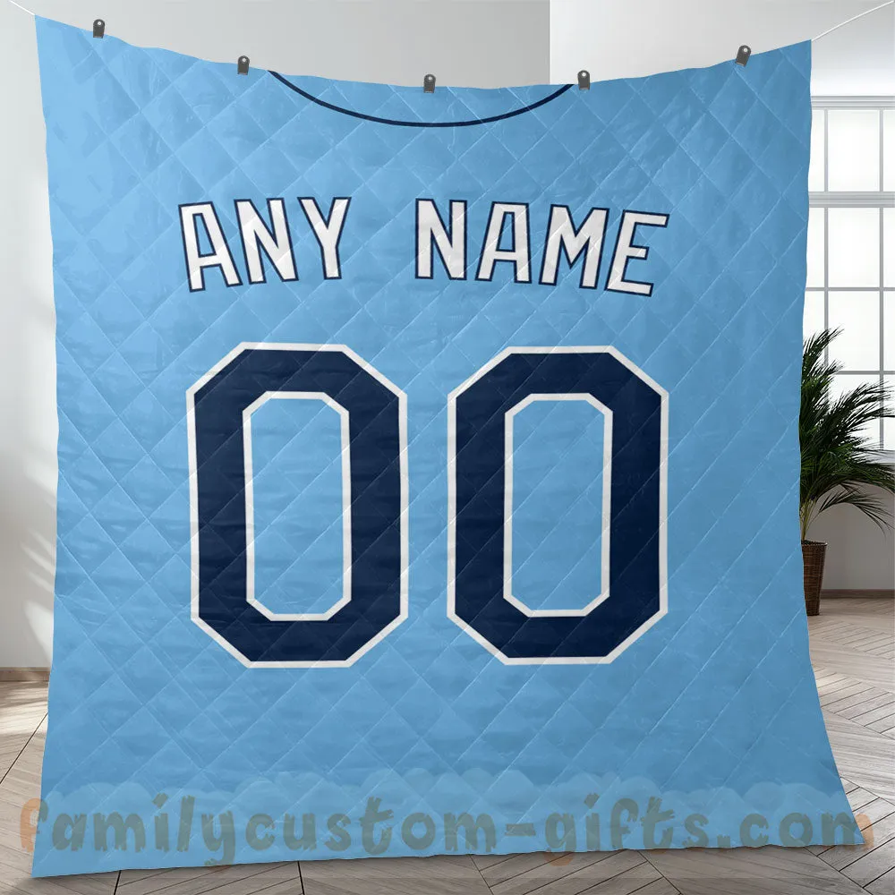 Custom Premium Quilt Blanket Tampa Bay Jersey Baseball Personalized Quilt Gifts for Her & Him