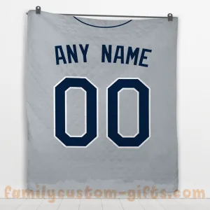 Custom Premium Quilt Blanket Tampa Bay Jersey Baseball Personalized Quilt Gifts for Her & Him