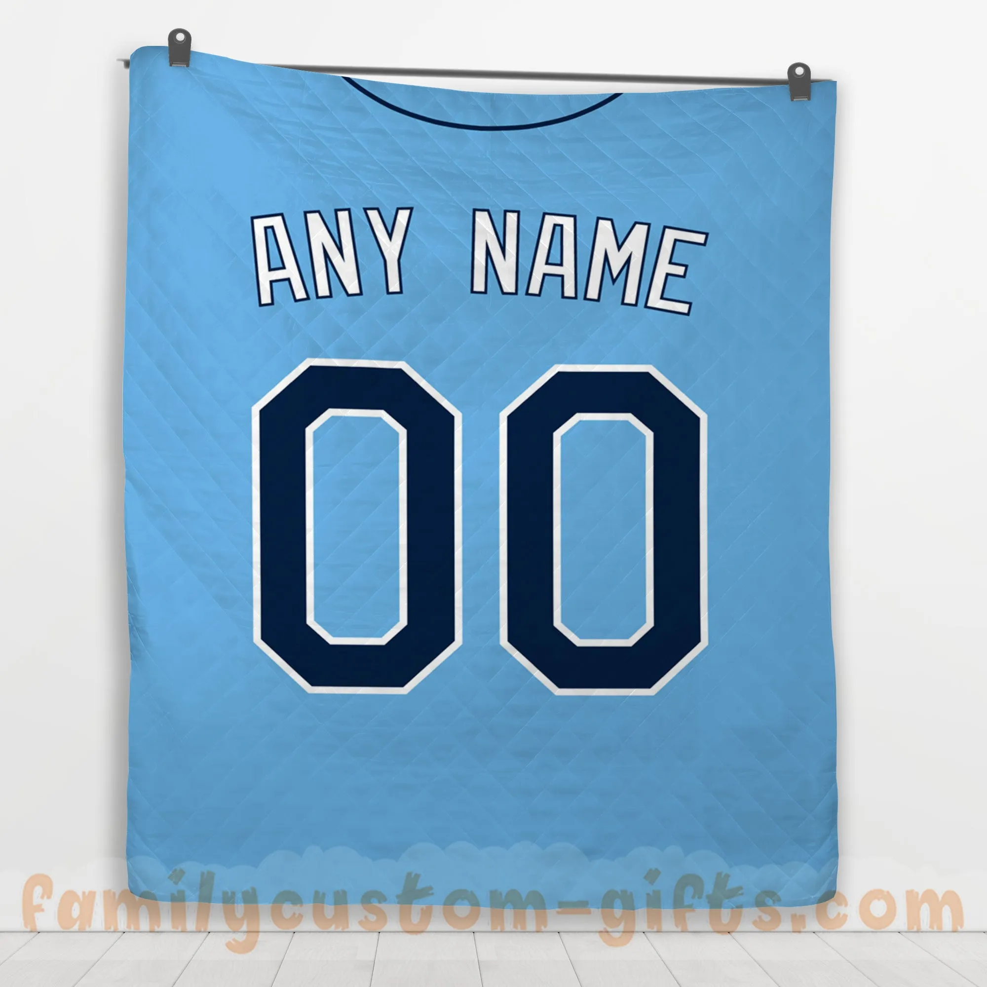 Custom Premium Quilt Blanket Tampa Bay Jersey Baseball Personalized Quilt Gifts for Her & Him
