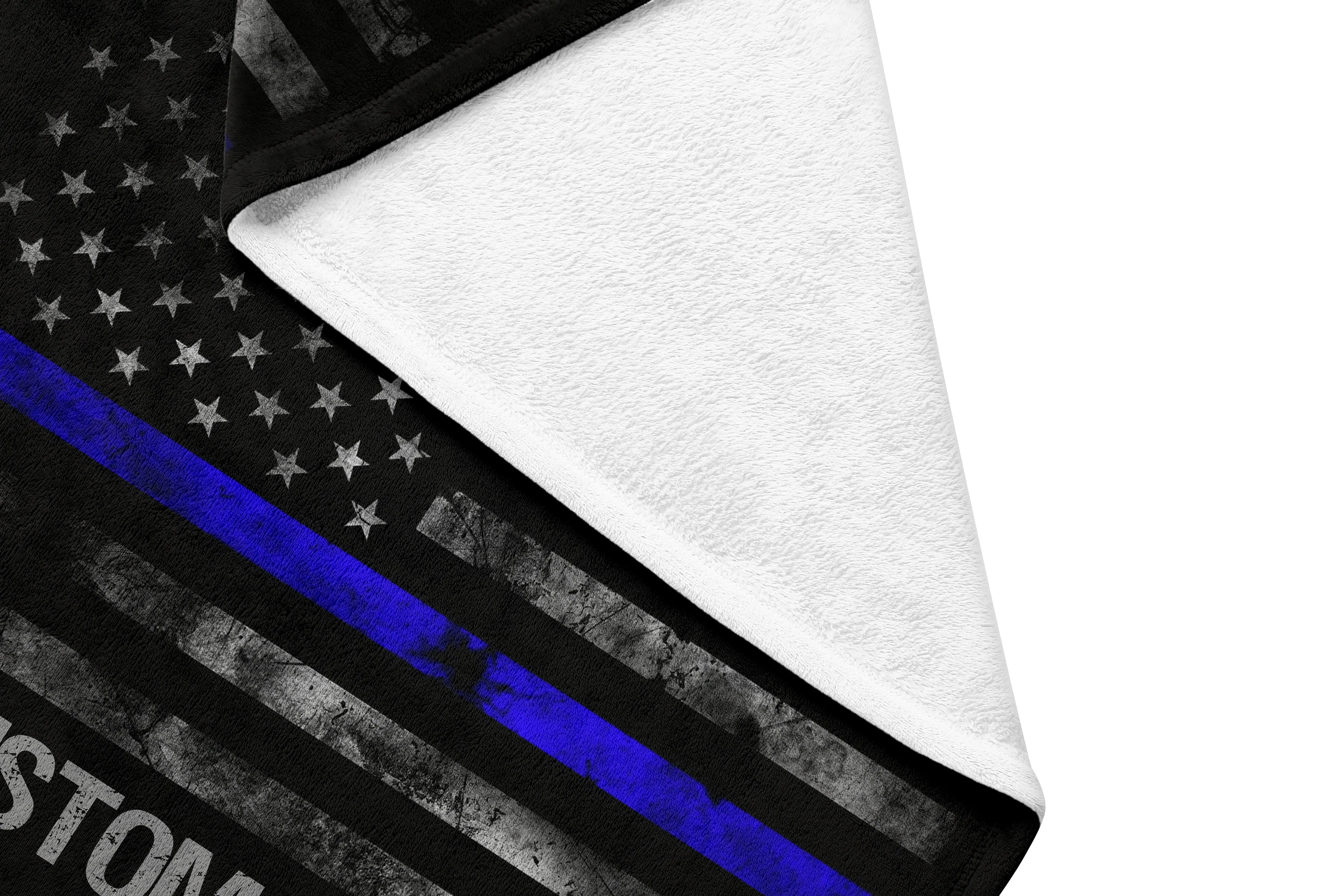Custom Thin Blue Line Fleece Blanket