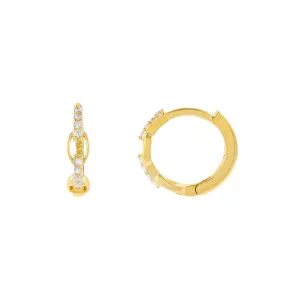 CZ Thin Link Huggie Earring