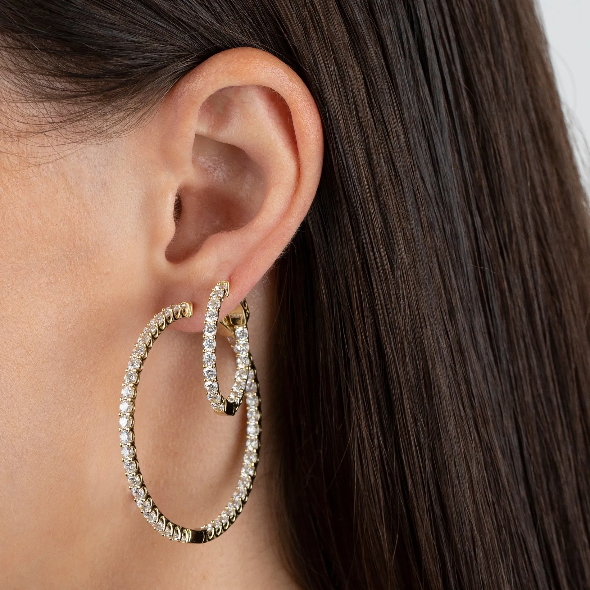 CZ Thin Round Hoop Earring