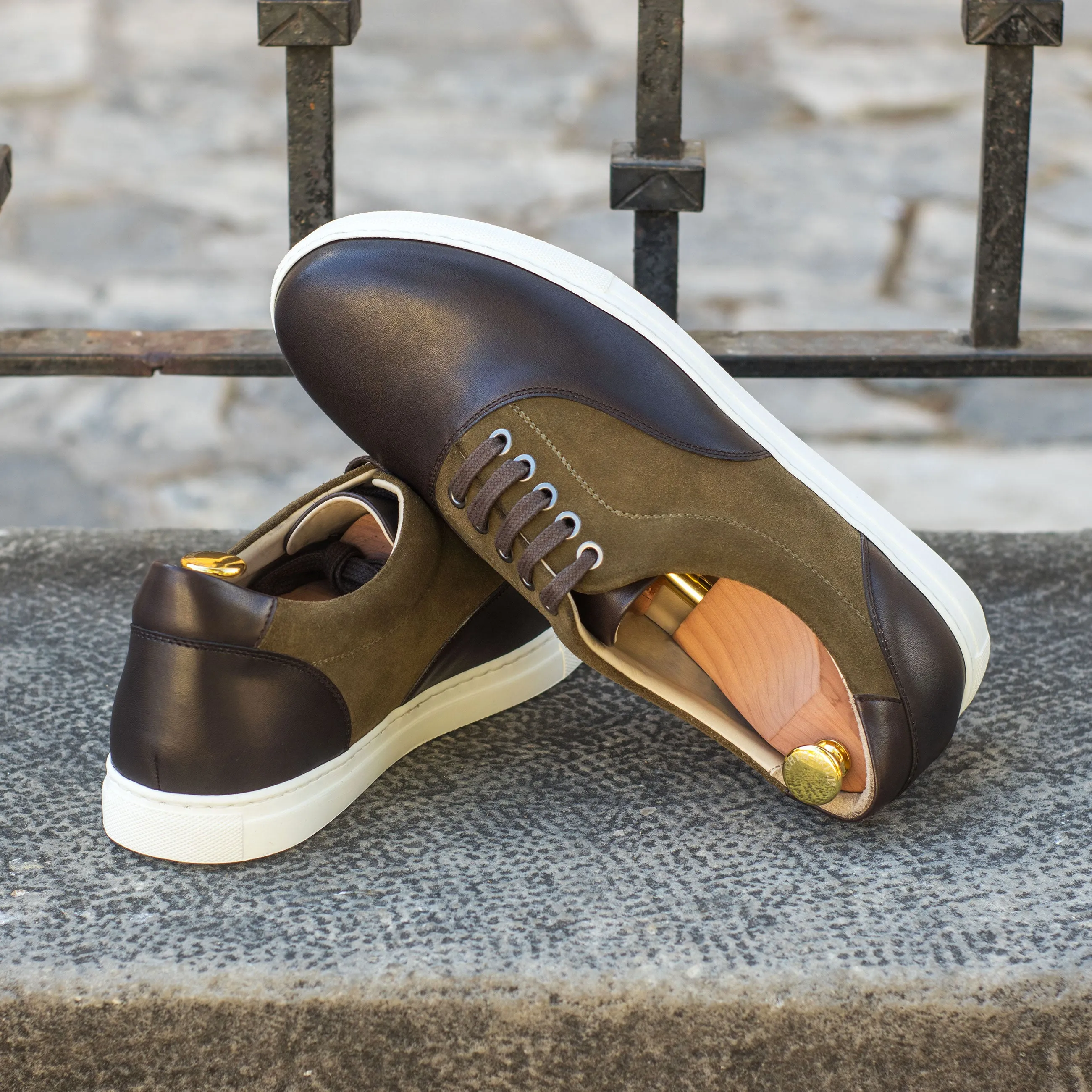 DapperFam Riccardo in Khaki Men's Lux Suede Top Sider