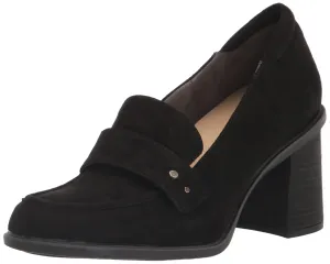Dr. Scholl's Womens Rumors Block Heel Loafer Black Synthetic 7.5 M