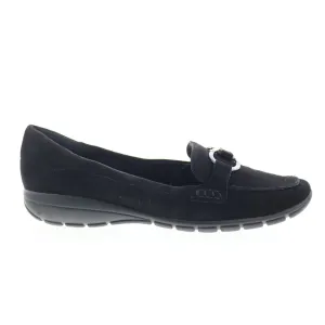 Easy Spirit Avienta SEAVIENTA Womens Black Extra Wide Suede Loafer Flats Shoes