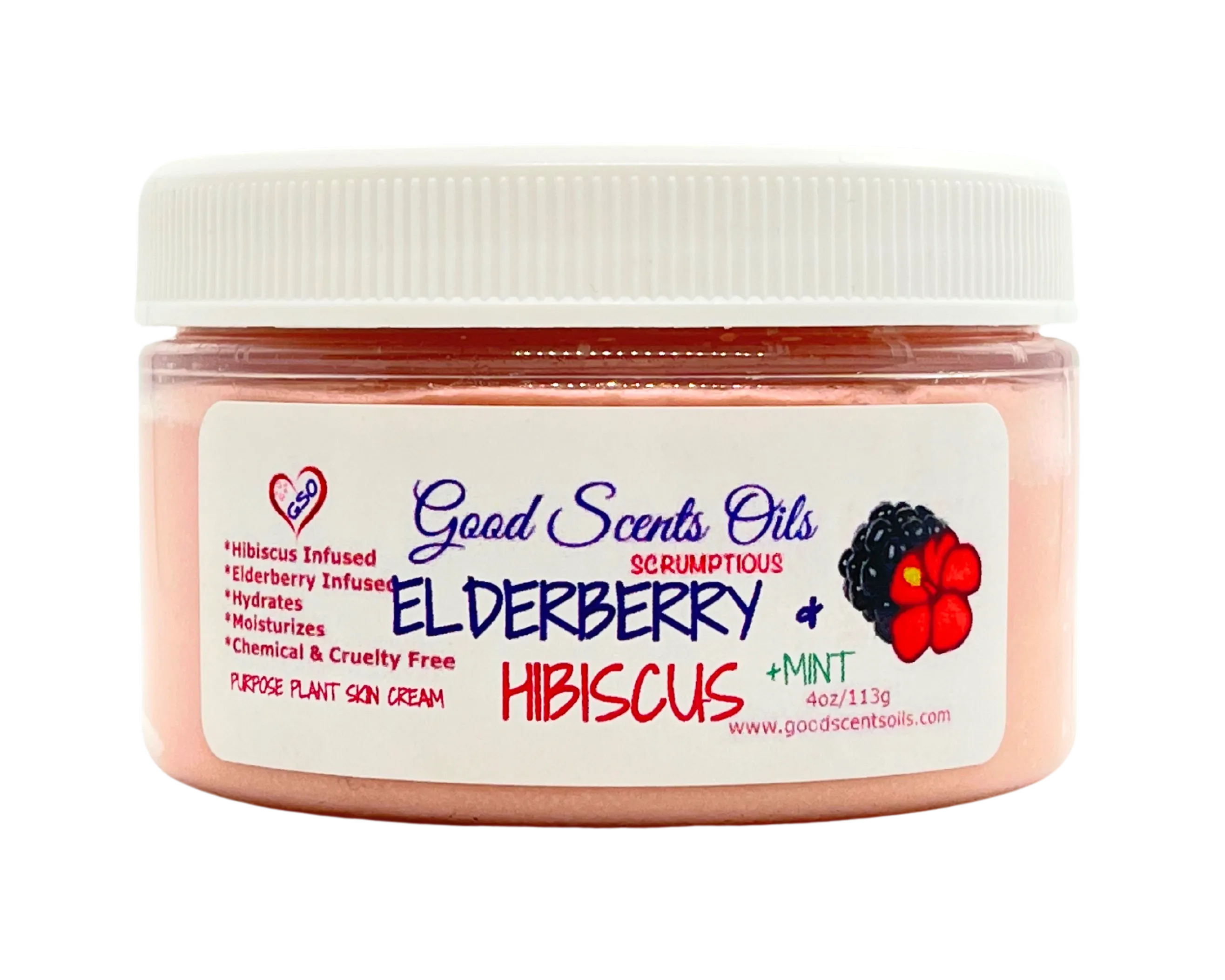 ELDERBERRY & HIBISCUS  MINT PLANT BASED SKIN CREAM 4oz