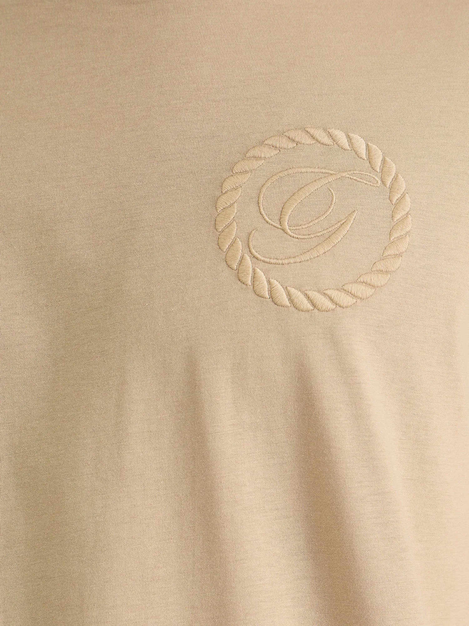 Gant Men Beige Regular Fit Solid Crew Neck Tshirt