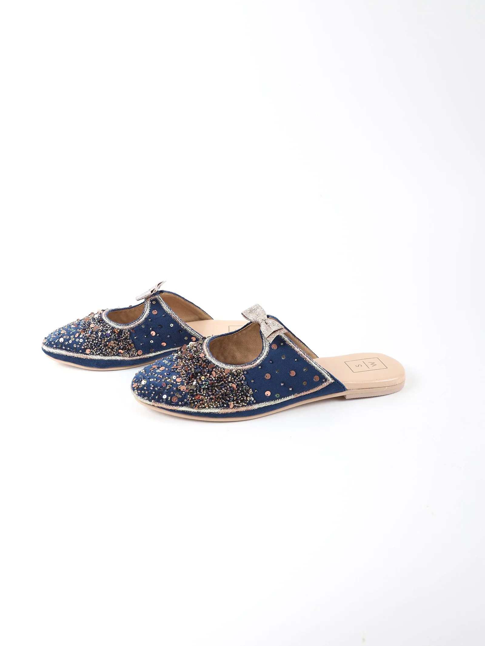 Gloria Royal Blue Velvet Bow Mules