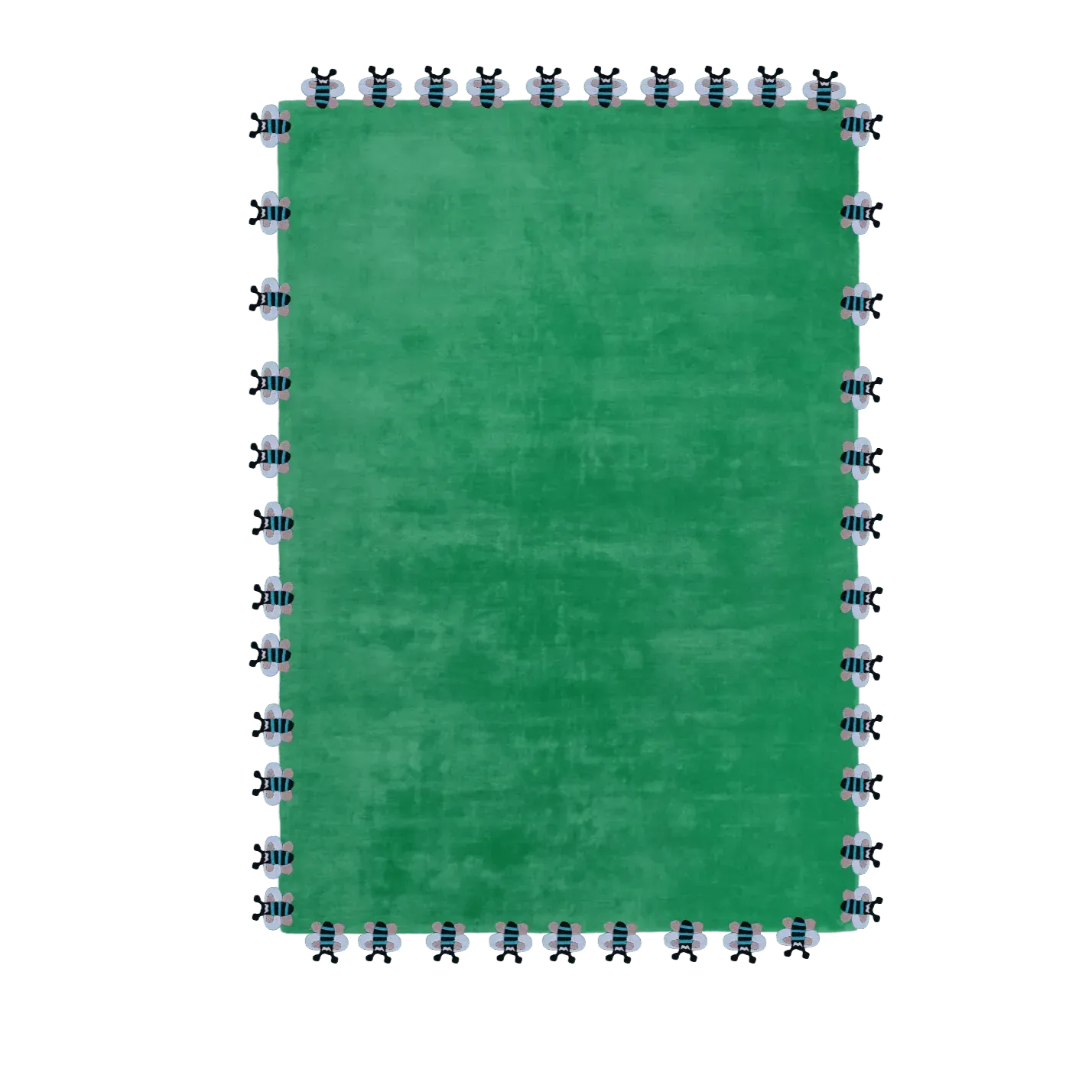 Green Bees Love Hand Tufted Wool Rug