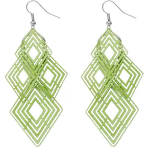 Green Diamond Shaped Dangle Earrings