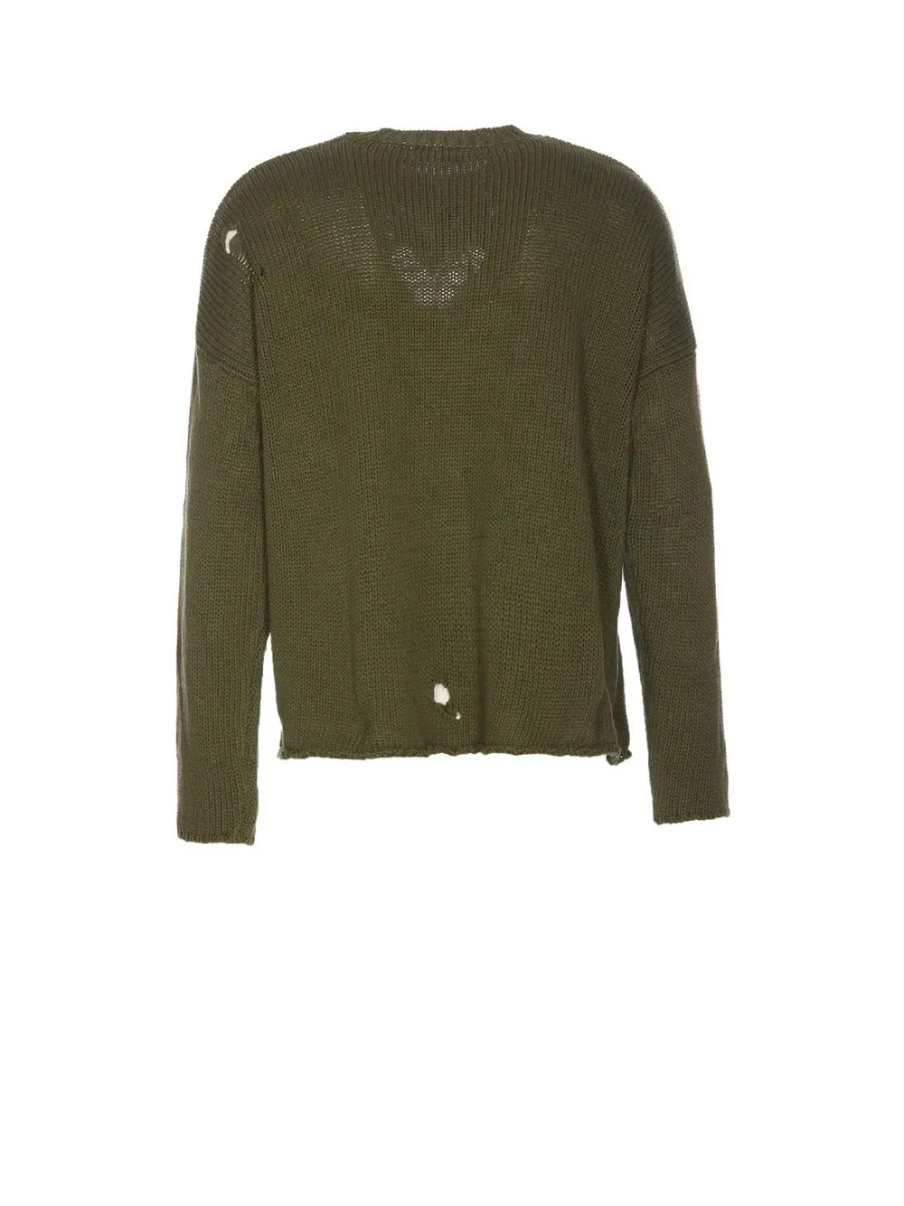 Green Jumper With Herat Hole And Metal Label