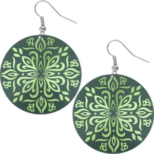 Green Thin Stencil Design Earrings