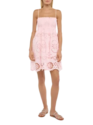 Hawa Sangallo lace dress with smocked embroidered bodice