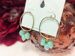 Hoop   Bead Earring in Gold   Seaglass***