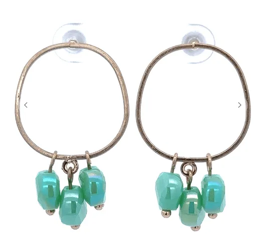 Hoop   Bead Earring in Gold   Seaglass***
