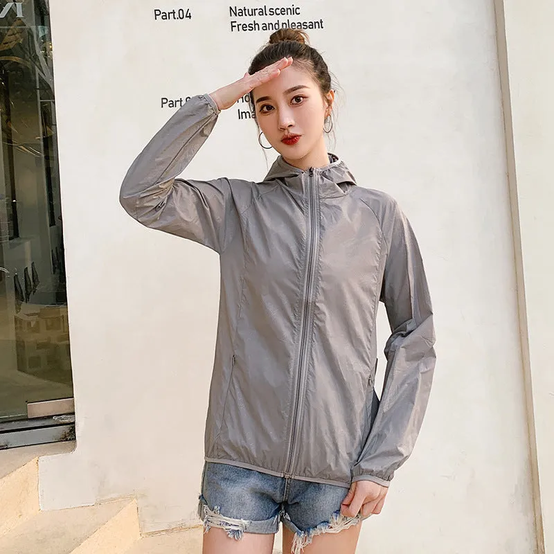 INSTOCK- thin jacket for women solid color hooded windbreaker