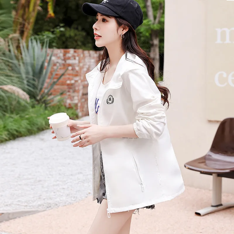 INSTOCK- thin jacket for women solid color hooded windbreaker