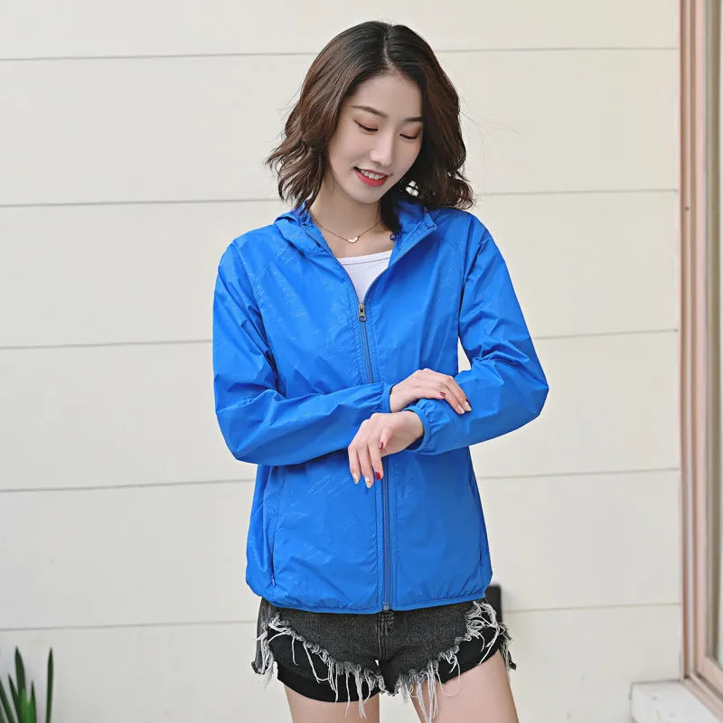 INSTOCK- thin jacket for women solid color hooded windbreaker