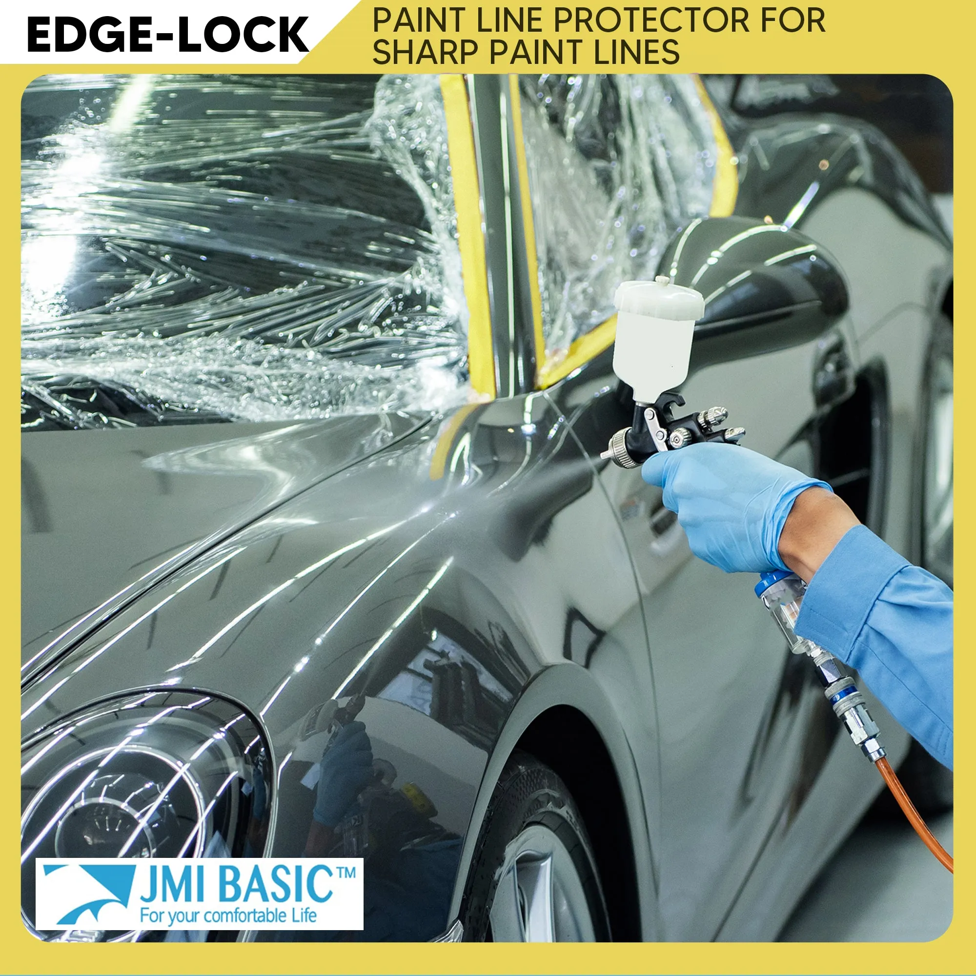 JMIBASIC Yellow Painters Tape for Car Paint - 3 Roll Multi Size Automotive Masking Tape