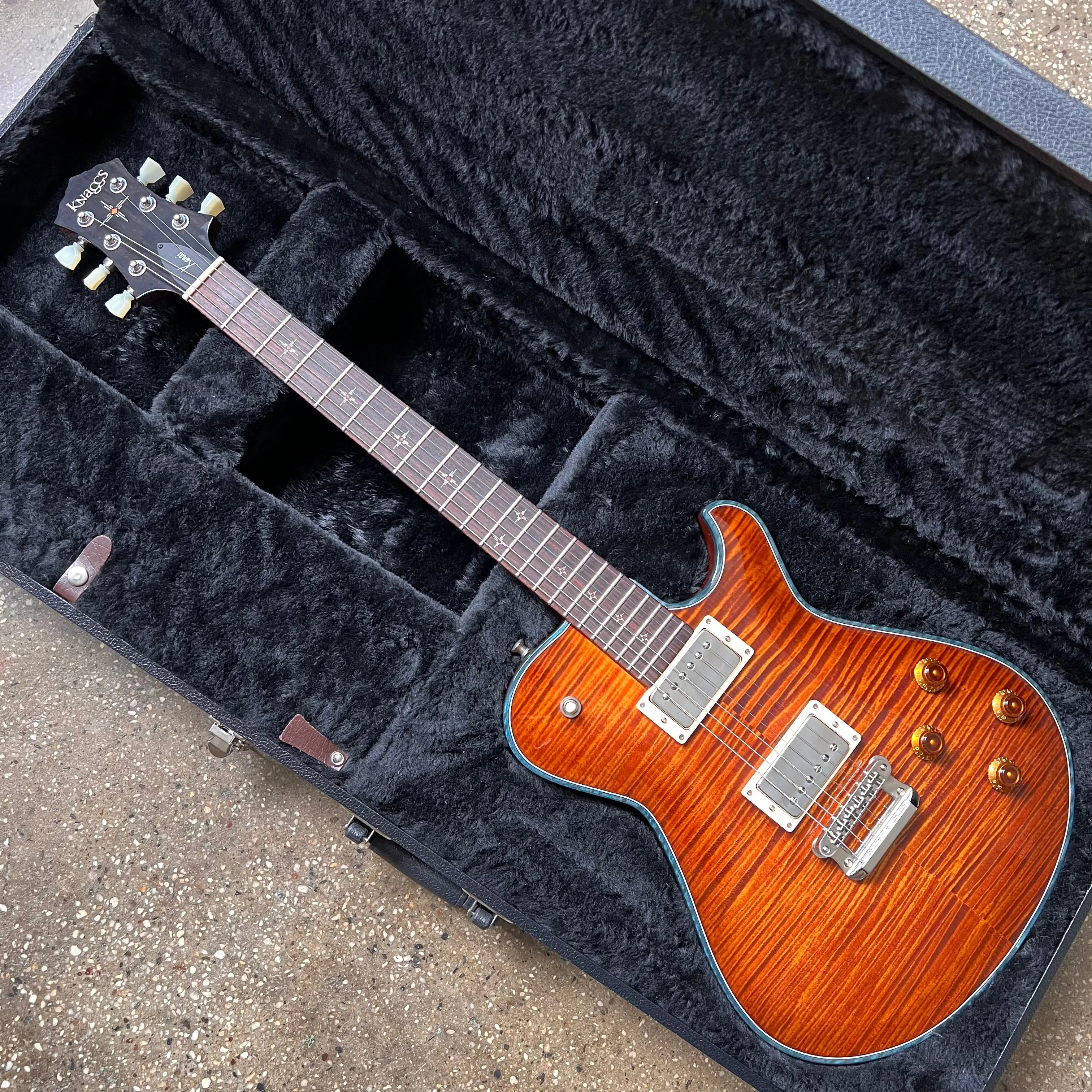 Knaggs Kenai T1 Flame Top 2022 - Aged Scotch with Teal Binding