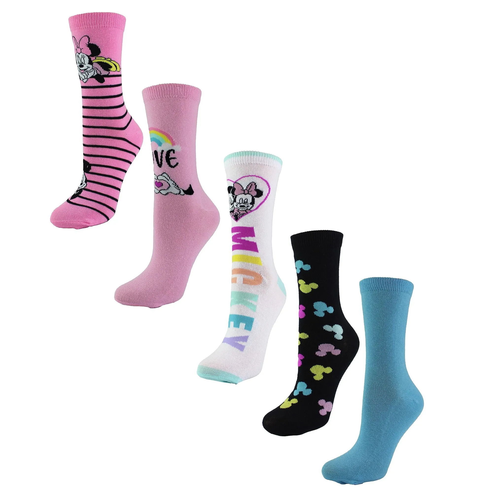 Ladies 5 Pairs Minnie Mouse Socks | Cute Novelty Disney Mickey Mouse Socks