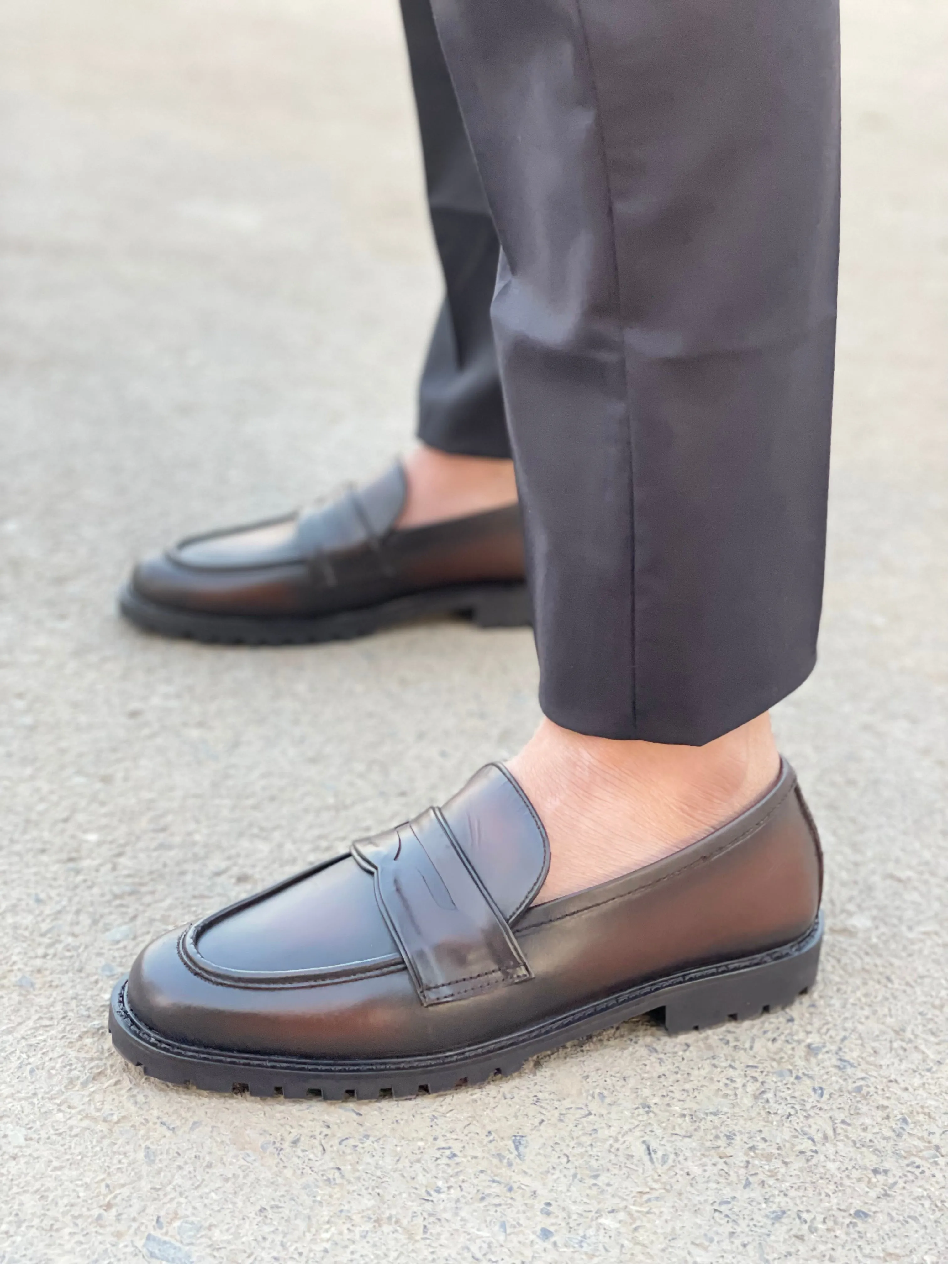 LS Pure leather Handmade Titan SHOES CHUNKY LOAFERS LS-525