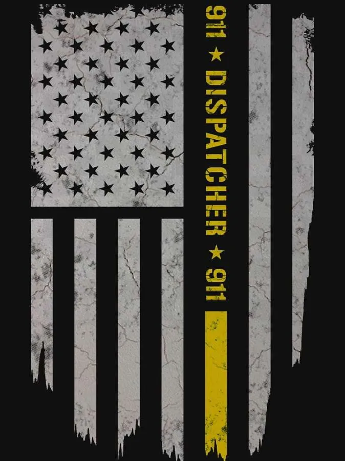 Men's Thin Gold Line Flag 911 Dispatcher Shirt
