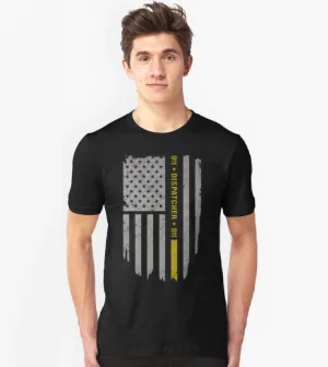 Men's Thin Gold Line Flag 911 Dispatcher Shirt