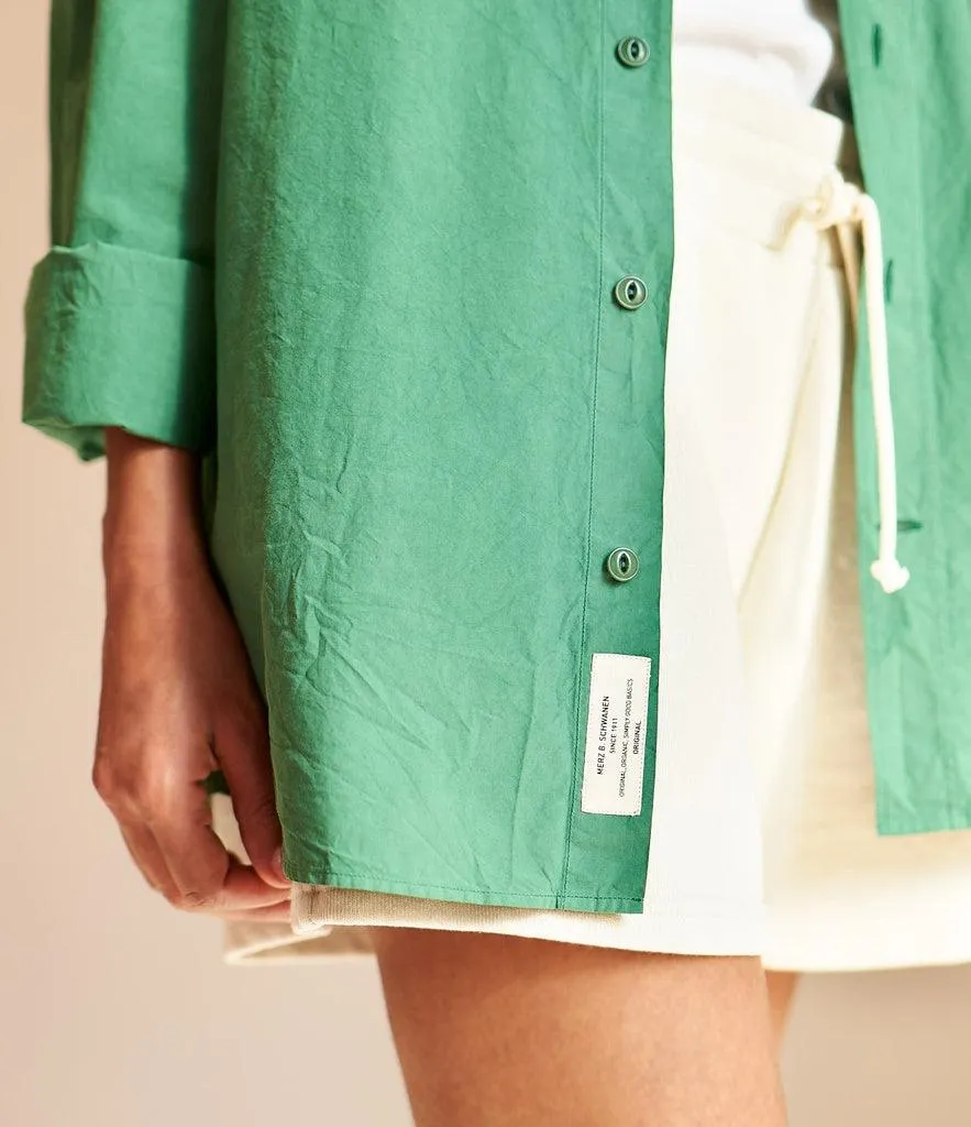 Merz b. Schwanen - SHIRT01 Shirt, Organic Cotton Poplin, Relaxed Fit - Grass