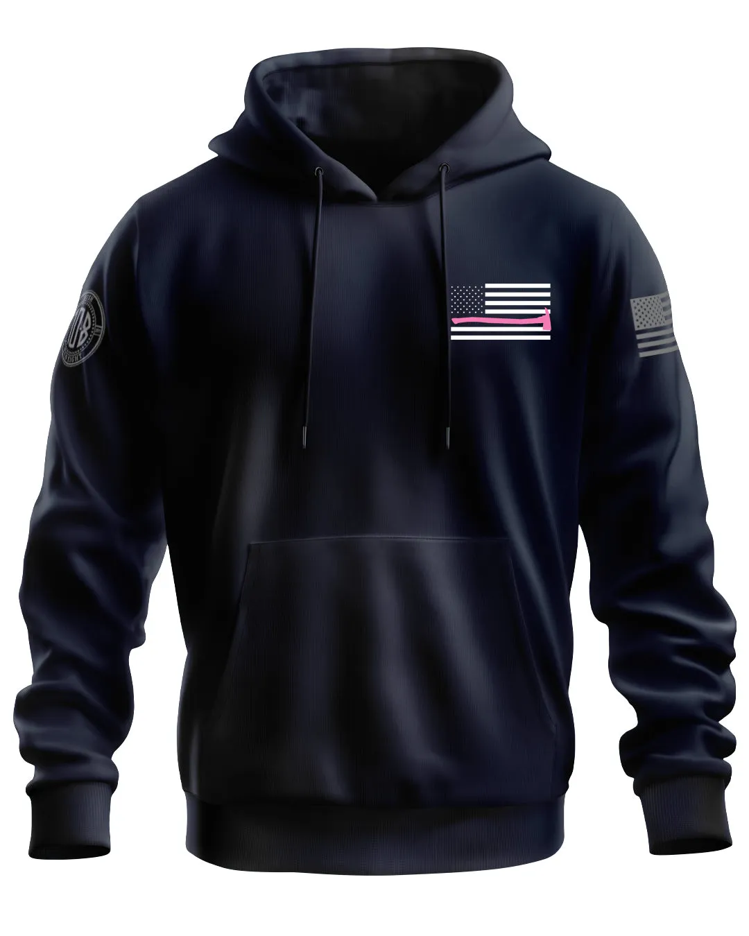 Navy Thin Pink Line Axe Flag Hoodie