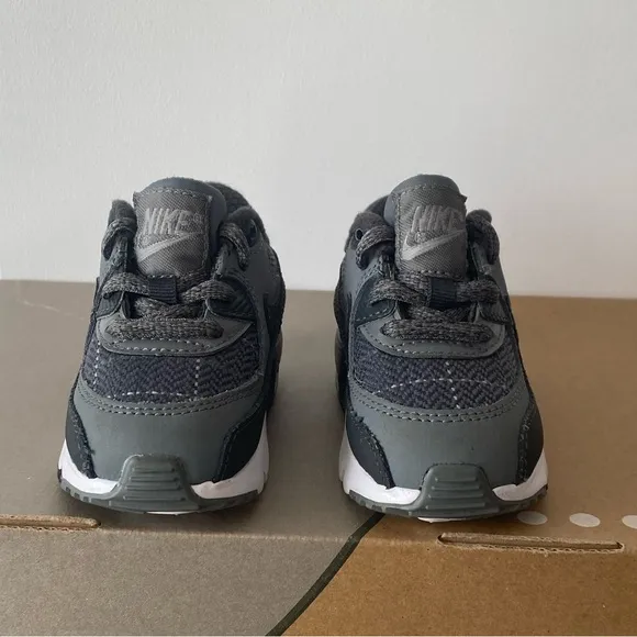 Nike Air Max 90 SE LTR Cool Grey Anthracite Wolf Grey Toddler Sneakers- SZ 5 C