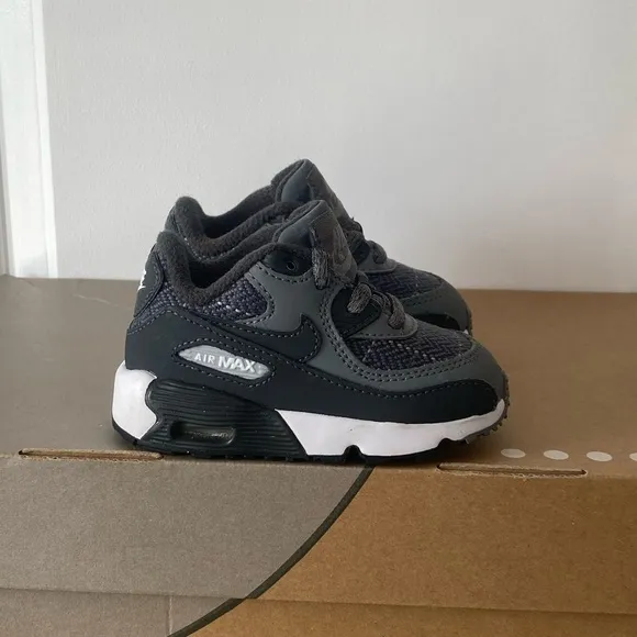 Nike Air Max 90 SE LTR Cool Grey Anthracite Wolf Grey Toddler Sneakers- SZ 5 C