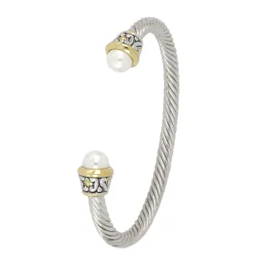 Ocean Images Collection Thin 8mm Pearl Wire Cuff Bracelet