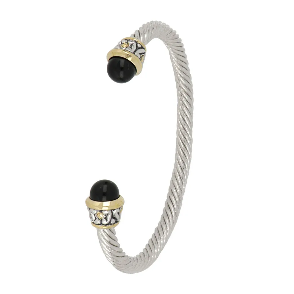 Ocean Images Collection Thin 8mm Pearl Wire Cuff Bracelet