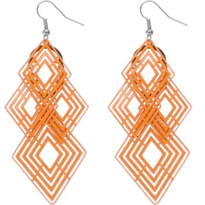 Orange Diamond Shaped Dangle Earrings