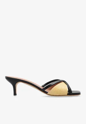 Penn 45 Leather and Raffia Mules