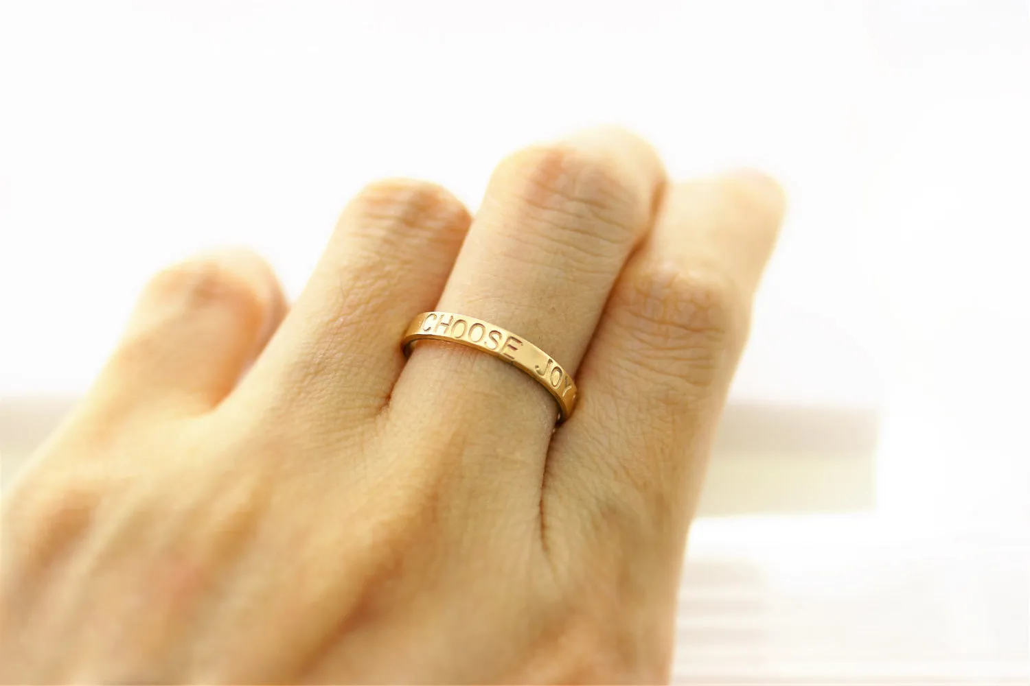 Personalized Thin Bar Ring, 3mm Ring