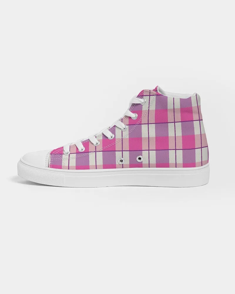 Pink and Purple Plaid Women's Hightop Canvas Shoe