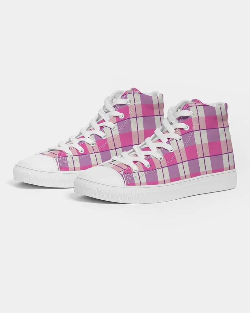 Pink and Purple Plaid Women's Hightop Canvas Shoe