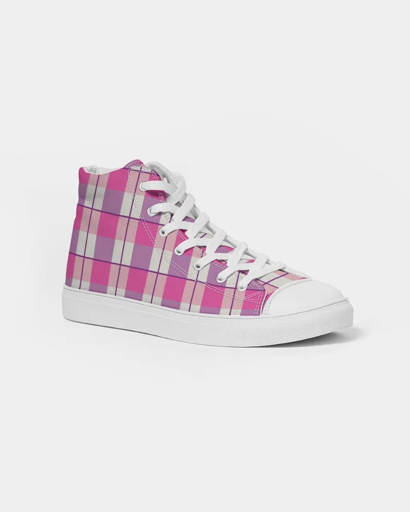 Pink and Purple Plaid Women's Hightop Canvas Shoe