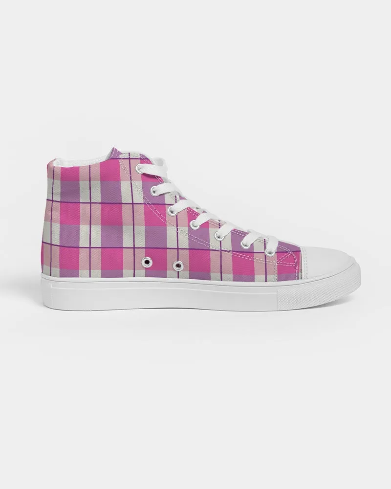 Pink and Purple Plaid Women's Hightop Canvas Shoe