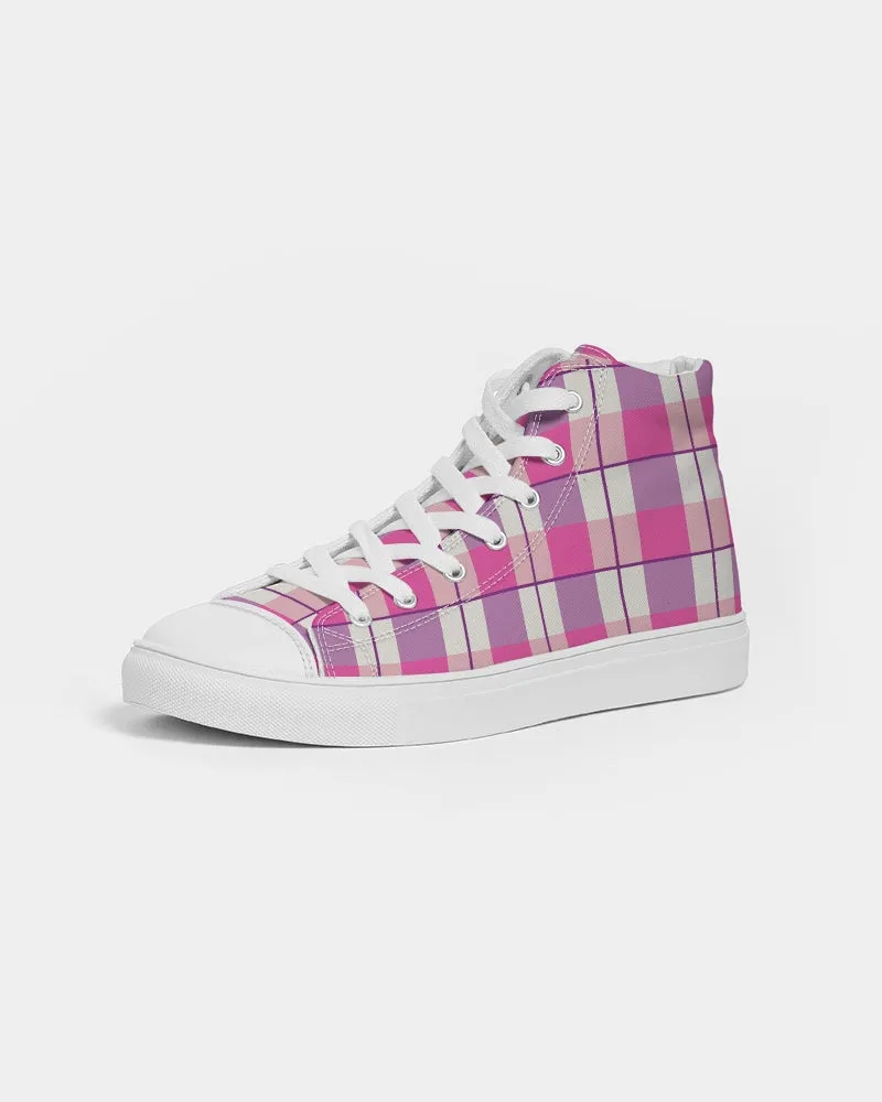 Pink and Purple Plaid Women's Hightop Canvas Shoe