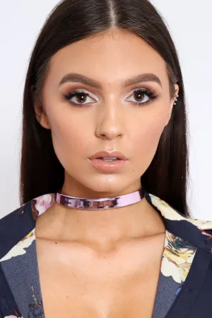 Pink Metallic Thin Choker - Esra