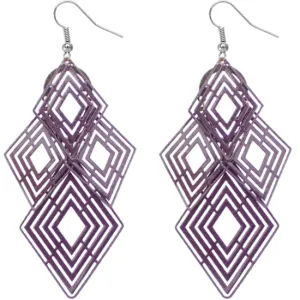 Purple Diamond Shaped Dangle Earrings