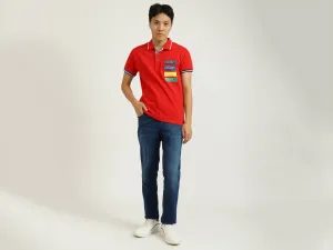 Red Printed Polo T-Shirt