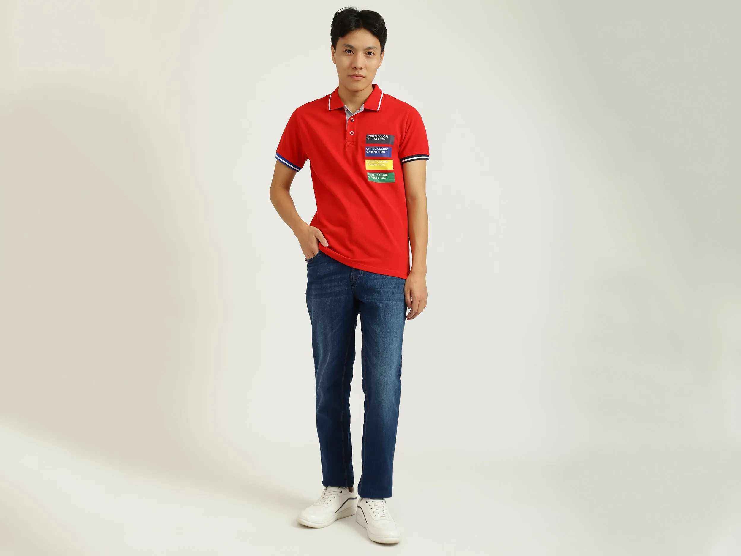 Red Printed Polo T-Shirt