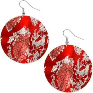 Red Round Snakeskin Thin Earrings